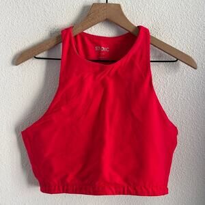 Stoic Red Racerback Cropped Active Tank Top Shirt Sports Bra Style XL